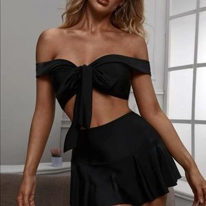 NWT Retro 50s style skirted, off the shoulder tie front bikini from SHEIN XL!!!
